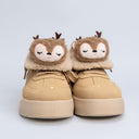 Cozy Sleepy Reindeer Chunky Beige Foldover Shoes - Women's Reindeer Bobo's House 