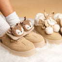 Cozy Sleepy Reindeer Chunky Beige Foldover Shoes - Women's Reindeer Bobo's House 