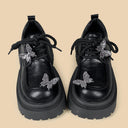 Crystal Butterfly Dark Kawaii Platform Oxford Shoes - Women's Butterfly Bobo's House 