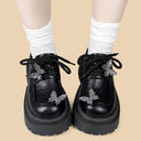Crystal Butterfly Dark Kawaii Platform Oxford Shoes - Women's Butterfly Bobo's House 