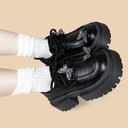 Crystal Butterfly Dark Kawaii Platform Oxford Shoes - Women's Butterfly Bobo's House 