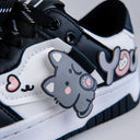 Cute Heart Neko Chunky Black Shoes - Unisex Cat Bobo's House 