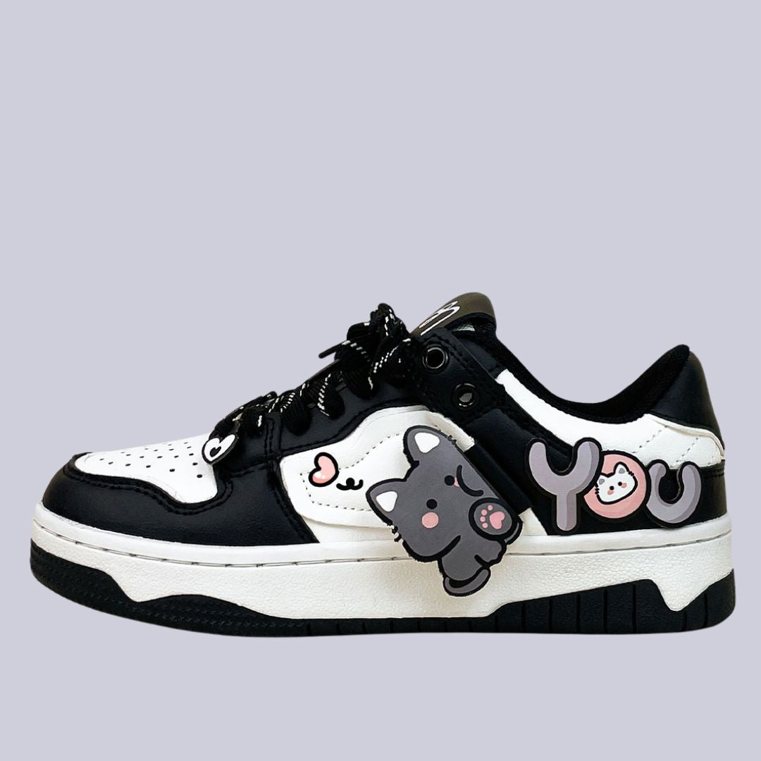 Cute Heart Neko Chunky Black Shoes - Unisex Cat Bobo's House M 3.5 | W 5.5 | EU 36 