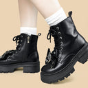 Dark Angel Skull Dark Kawaii Platform Boots - Women's Skeleton Bobo's House 