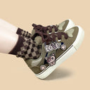 Dark Demon Cat Love Low Top Mesh Sneakers - Unisex Demon Bobo's House 