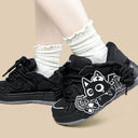 Dark Kawaii Capsule Cat Chunky Black Sneakers – Unisex Cat Bobo's House 