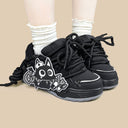 Dark Kawaii Capsule Cat Chunky Black Sneakers – Unisex Cat Bobo's House 