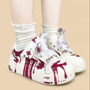 Dark Kawaii Crimson Splatter Handpainted Chunky Sneakers – Women's Bobo's House 