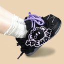 Dark Kawaii Demon Purple Lace Chunky Black Sneakers – Unisex Demon Bobo's House 