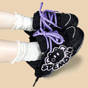 Dark Kawaii Demon Purple Lace Chunky Black Sneakers – Unisex Demon Bobo's House 