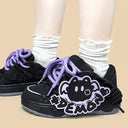 Dark Kawaii Demon Purple Lace Chunky Black Sneakers – Unisex Demon Bobo's House 