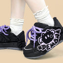 Dark Kawaii Demon Purple Lace Chunky Black Sneakers – Unisex Demon Bobo's House 