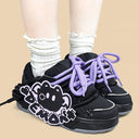 Dark Kawaii Demon Purple Lace Chunky Black Sneakers – Unisex Demon Bobo's House 