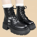 Dark Kawaii Ghost Charm Platform Boots - Women's Ghost Bobo's House 