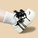 Dark Kawaii Ink Rose Handpainted Chunky Sneakers – Women's Floral Bobo's House 