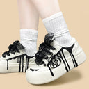 Dark Kawaii Ink Rose Handpainted Chunky Sneakers – Women's Floral Bobo's House 