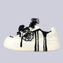 Dark Kawaii Ink Rose Handpainted Chunky Sneakers – Women's Floral Bobo's House US 5 | EU 35 