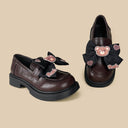 Dark Teddy Bow Chocolate Platform Loafers - Women's Bear Bobo's House 