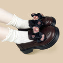 Dark Teddy Bow Chocolate Platform Loafers - Women's Bear Bobo's House 