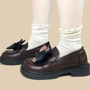 Dark Teddy Bow Chocolate Platform Loafers - Women's Bear Bobo's House 