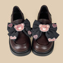 Dark Teddy Bow Chocolate Platform Loafers - Women's Bear Bobo's House 