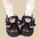 Dark Teddy Bow Chocolate Platform Loafers - Women's Bear Bobo's House 