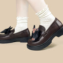 Dark Teddy Bow Chocolate Platform Loafers - Women's Bear Bobo's House 