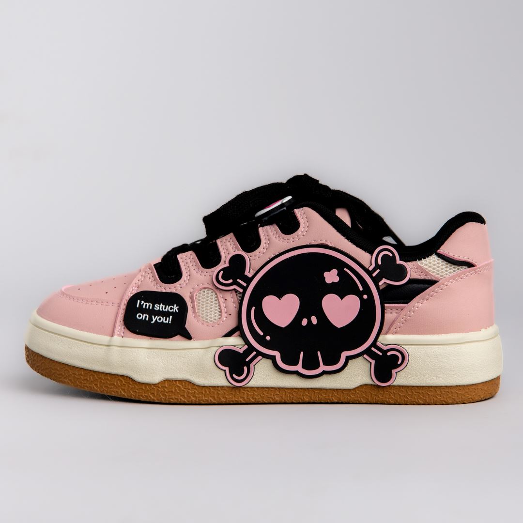 Deadly Black Skull Pink Chunky Sneakers - Women&#39;s Bobo&#39;s House US 5 | EU 35 