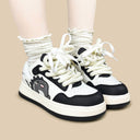 Dino Rawr Black and White Casual Sneakers – Unisex Dinosaur Bobo's House 