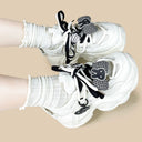 Gingham Bunny Dark Coquette Kawaii Chunky Sneakers – Unisex Bunny Bobo's House 