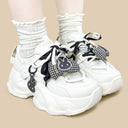 Gingham Bunny Dark Coquette Kawaii Chunky Sneakers – Unisex Bunny Bobo's House 