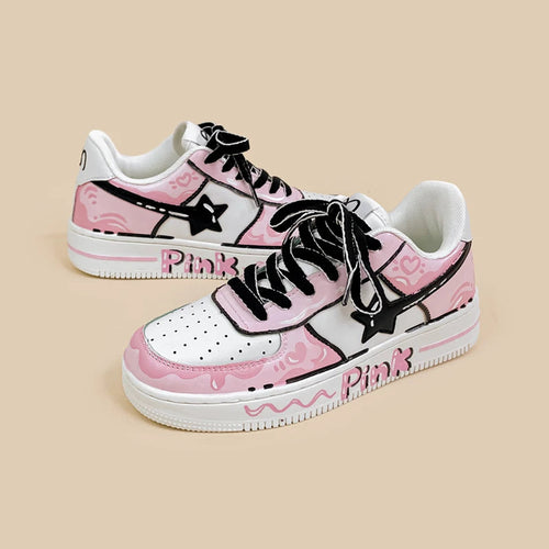 Grafitti Pink Casual White Shoes - Unisex Bobo's House M 3.5 | W 5.5 | EU 36 