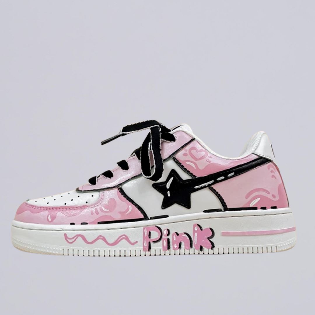 Grafitti Pink Casual White Shoes - Unisex Bobo&#39;s House M 3.5 | W 5.5 | EU 36 