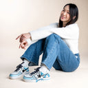 Hand Painted Blue Shark Casual White Shoes - Unisex Bobo's House 