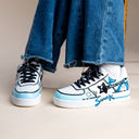 Hand Painted Blue Shark Casual White Shoes - Unisex Bobo's House 