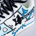 Hand Painted Blue Shark Casual White Shoes - Unisex Bobo's House 