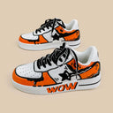 Hand Painted Bold Orange Casual White Shoes - Unisex Bobo's House 