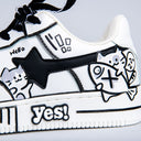 Hand Painted Kawaii Cat Casual White Shoes - Unisex Cat Bobo's House 