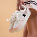 Hand Painted Loving Cat Strawberry Milk Pink Sneakers - Unisex Cat Bobo's House 