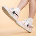 Hand Painted Loving Cat Strawberry Milk Pink Sneakers - Unisex Cat Bobo's House 