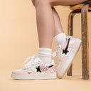 Hand Painted Loving Cat Strawberry Milk Pink Sneakers - Unisex Cat Bobo's House 