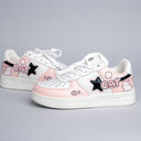 Hand Painted Loving Cat Strawberry Milk Pink Sneakers - Unisex Cat Bobo's House 