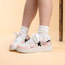 Hand Painted Loving Cat Strawberry Milk Pink Sneakers - Unisex Cat Bobo's House 