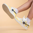 Hand Painted Lucky Cat Butter Yellow Sneakers - Unisex Cat Bobo's House 