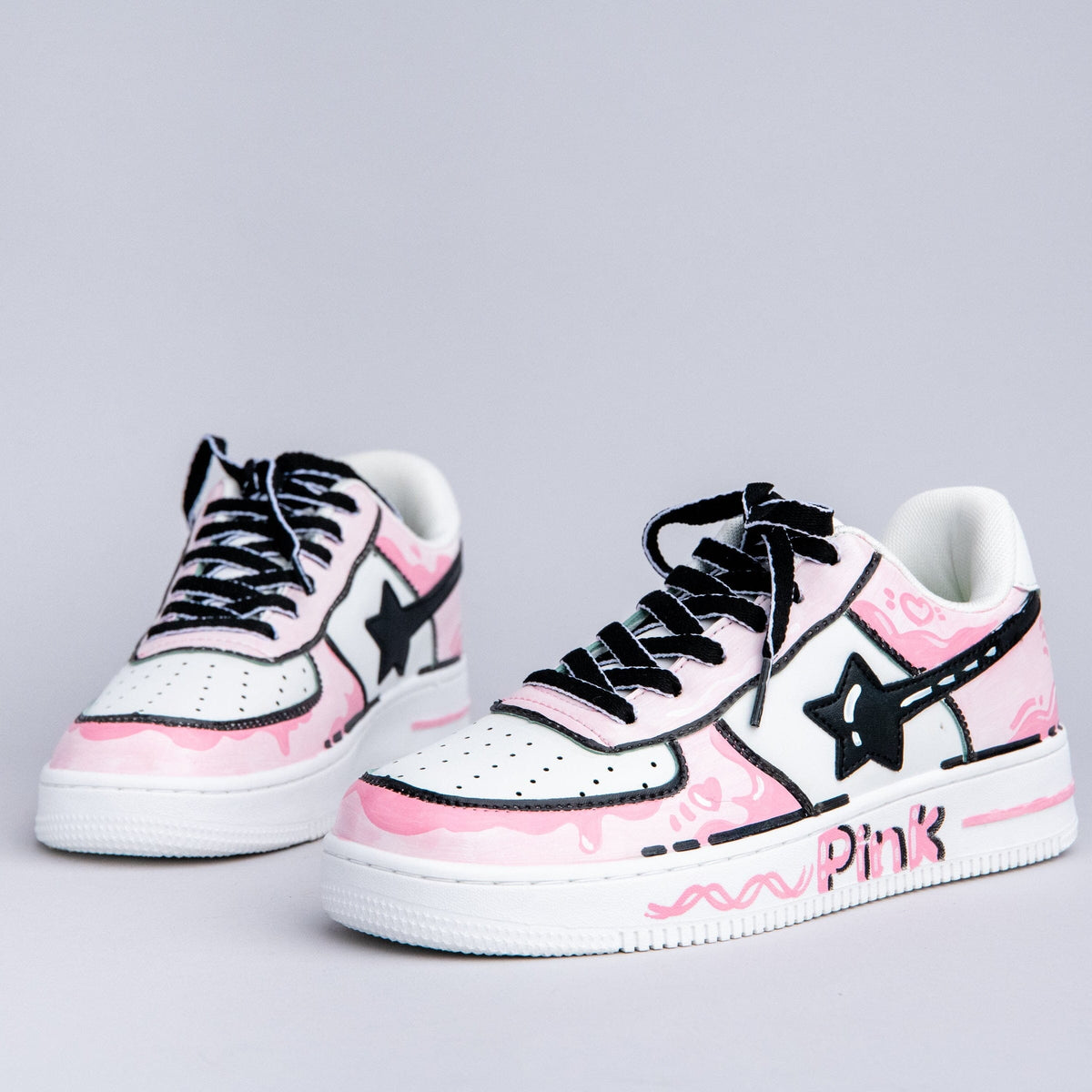 Hand Painted Pink Casual White Shoes - Unisex Bobo&#39;s House 