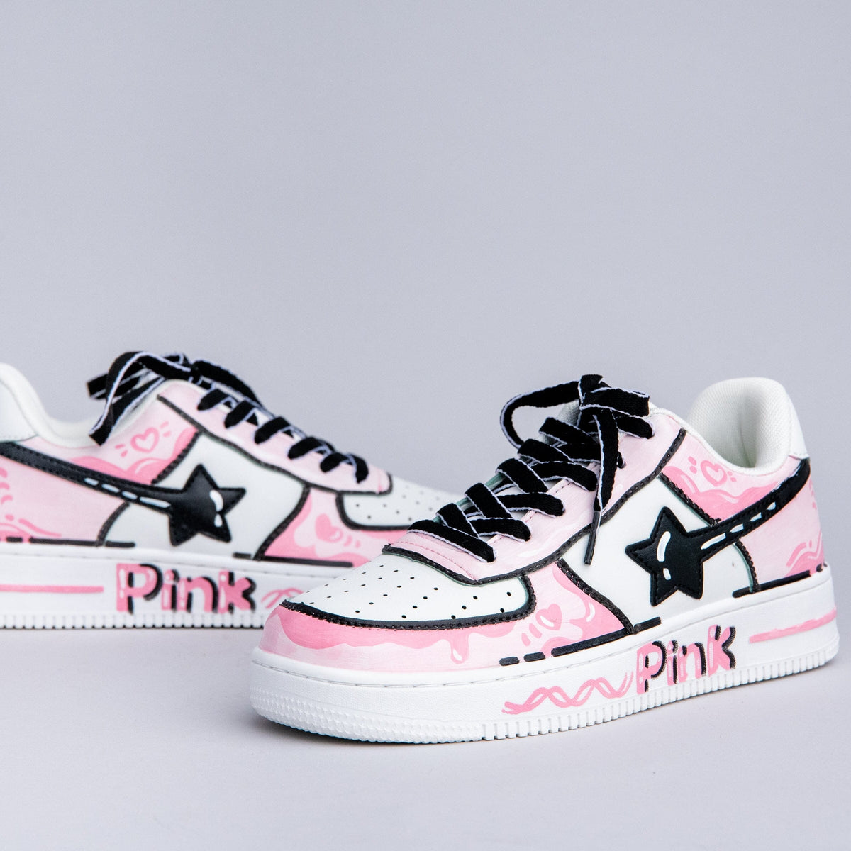 Hand Painted Pink Casual White Shoes - Unisex Bobo&#39;s House 