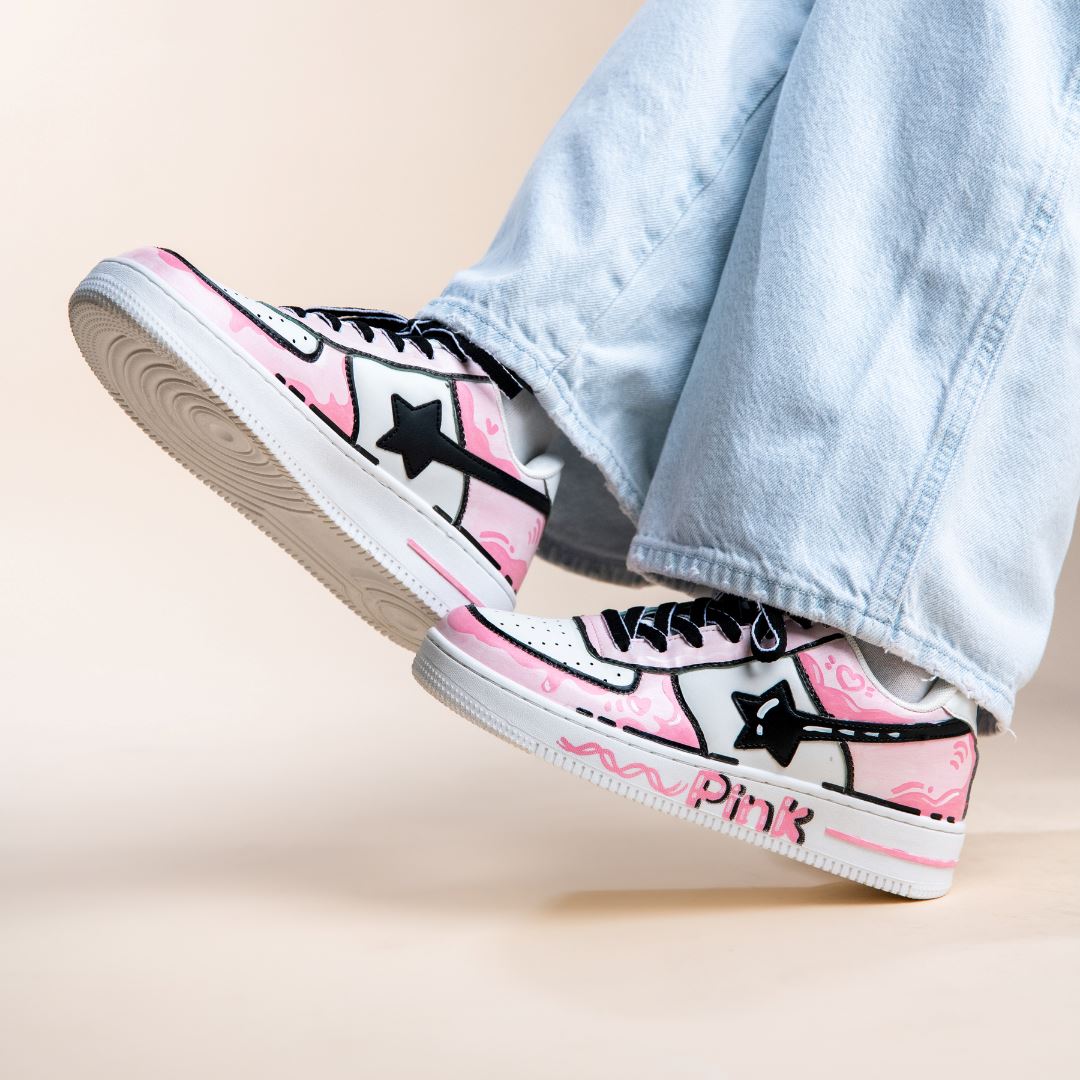 Hand Painted Pink Casual White Shoes - Unisex Bobo&#39;s House 