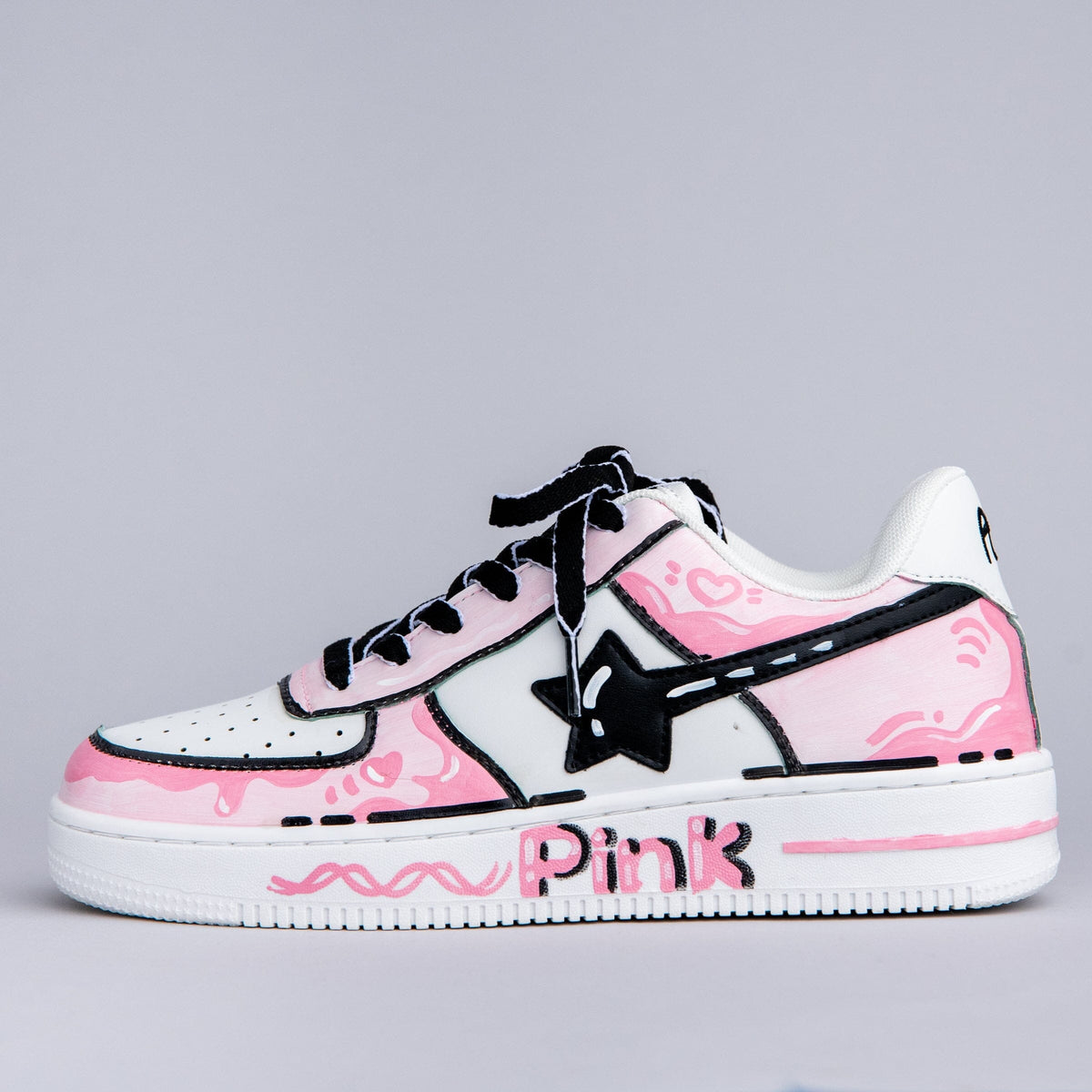 Hand Painted Pink Casual White Shoes - Unisex Bobo&#39;s House M 3.5 | W 5.5 | EU 36 