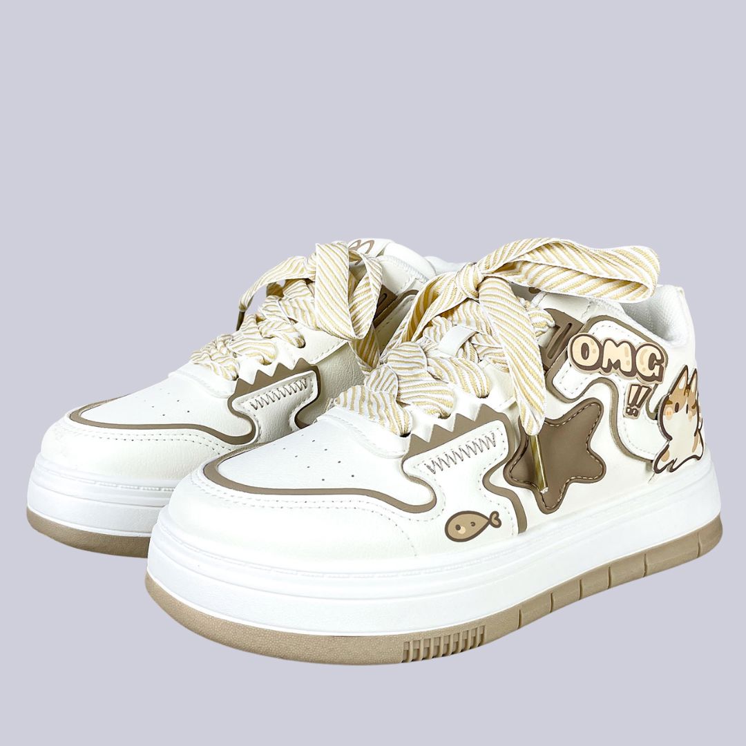 Hungry Neko Mocha Chunky Mid Top Shoes - Unisex