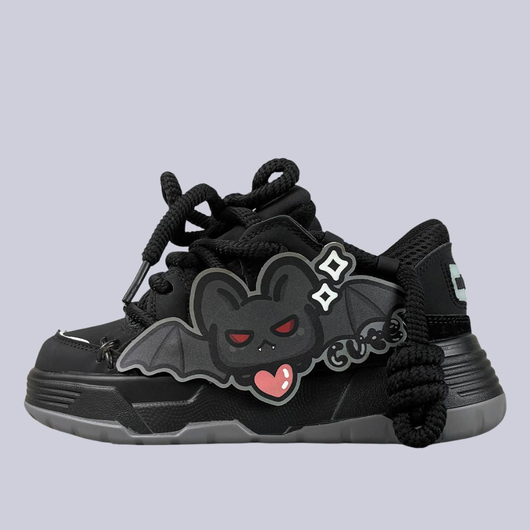 Kawaii Bat Midnight Black Chunky Shoes - Unisex Bat Bobo's House M 3.5 | W 5.5 | EU 36 